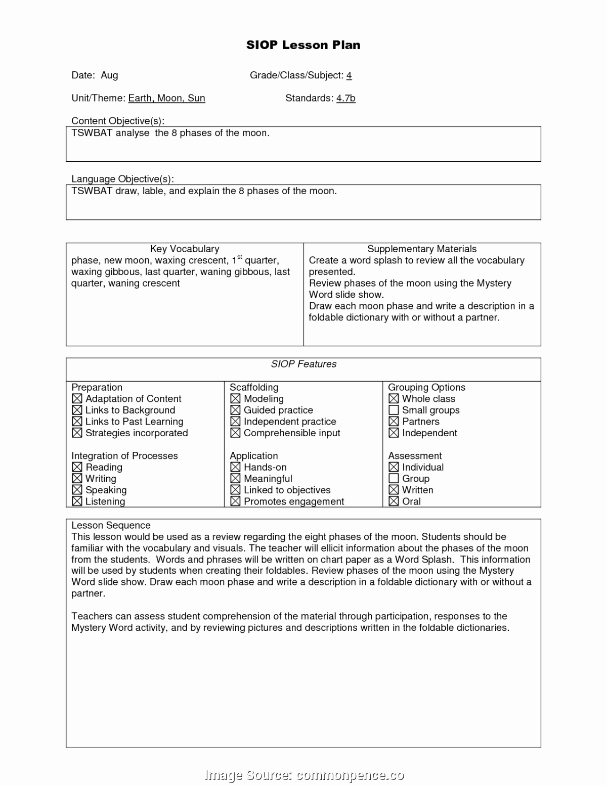 Siop Lesson Plan Template 1 Luxury Regular Natural Science Lesson Plans Grade 5 5 E Lesson