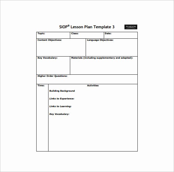 Siop Lesson Plan Template 1 New Siop Lesson Plan Template 2