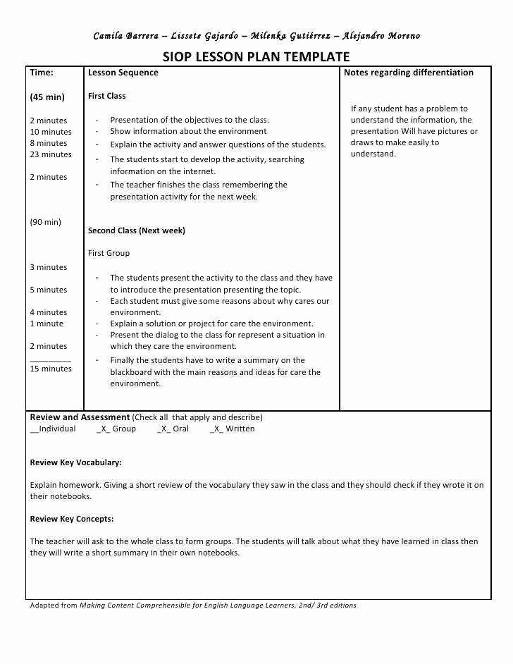 Siop Lesson Plan Template 2 Awesome Siop Lesson Plan Template 2 Sample – Lesson Plan Template
