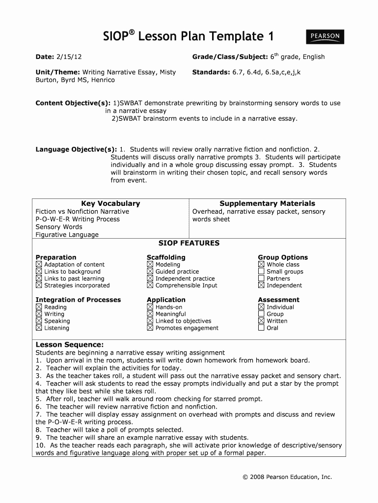 Siop Lesson Plan Template 2 Beautiful 2012 2019 form Siop Lesson Plan Template 1 Fill Line