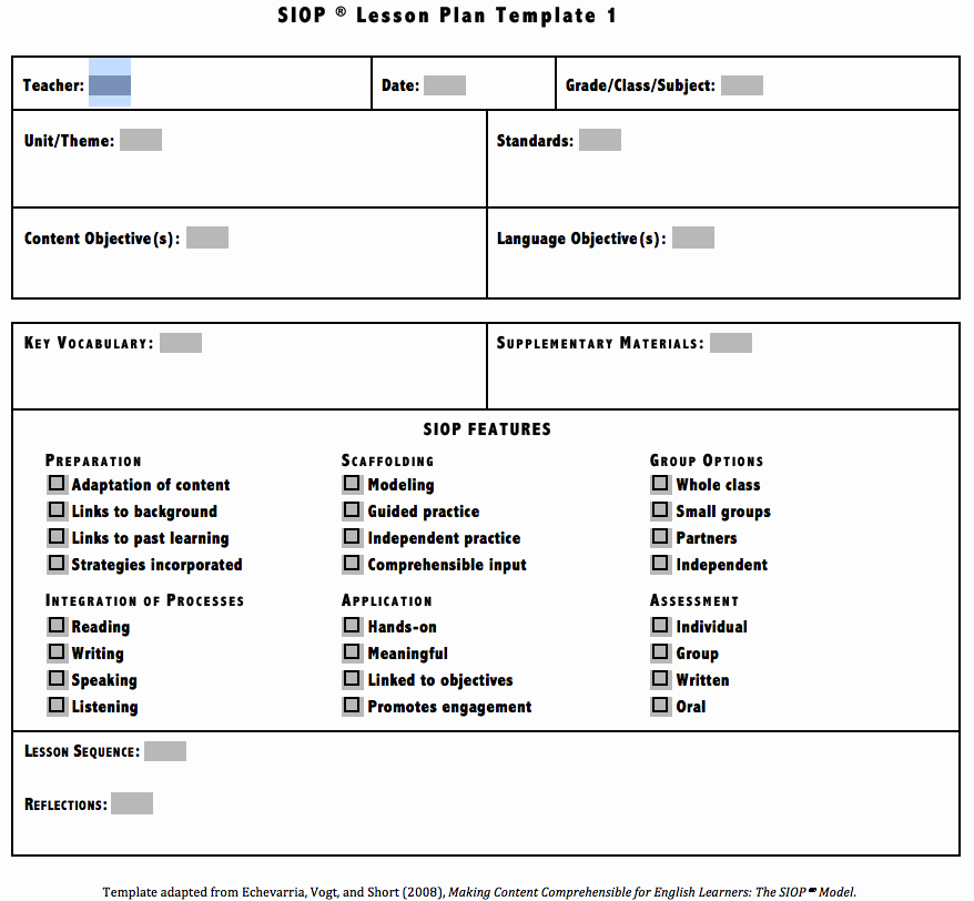 Siop Lesson Plan Template 2 Best Of Download Siop Lesson Plan Template 1 2
