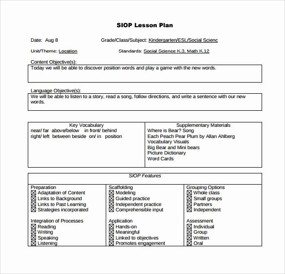 Siop Lesson Plan Template 2 Best Of Pin by Cindi Piques On Wida and Ell Pinterest