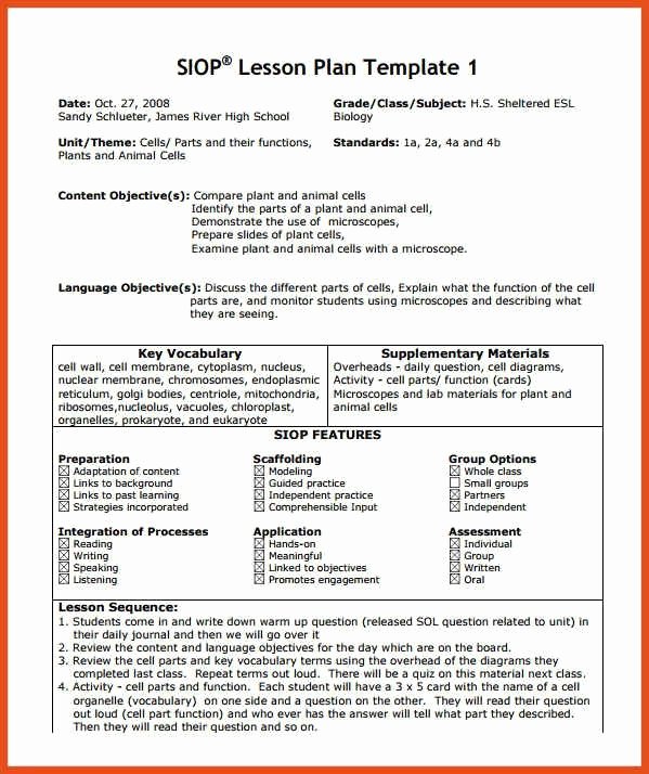 Siop Lesson Plan Template 2 Inspirational Image Result for Siop Lesson Plan