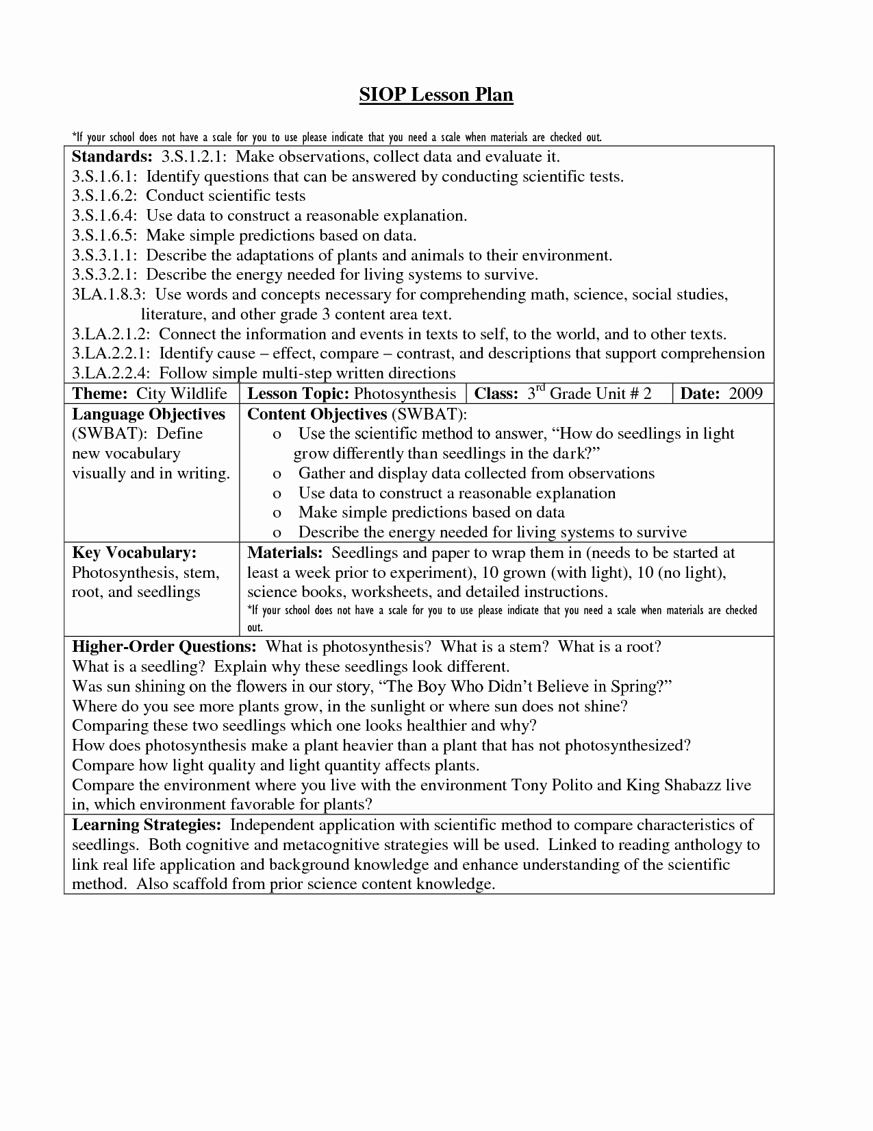 Siop Lesson Plan Template 2 Lovely 16 Awesome Siop Lesson Plan Template 2 Example