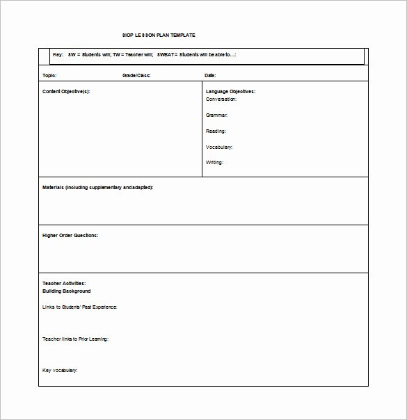 Siop Lesson Plan Template 2 Luxury Siop Lesson Plan Template 2