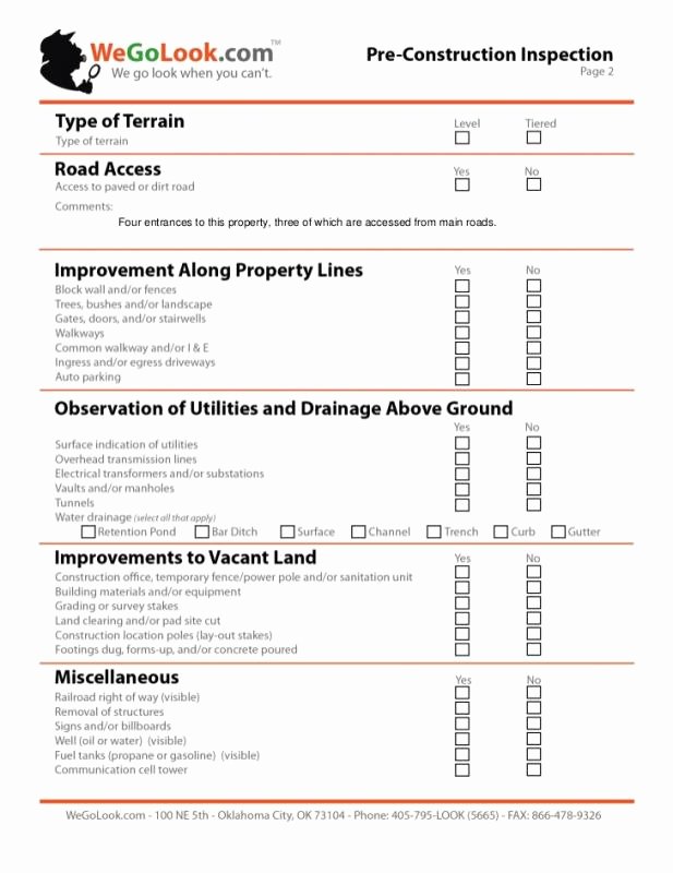Site Visit Report Templates Best Of Building Inspection Checklist