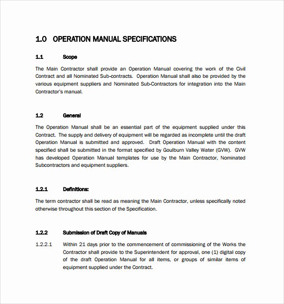 Small Business Operations Manual Template Lovely Sample Operations Manual 8 Documents In Pdf Word