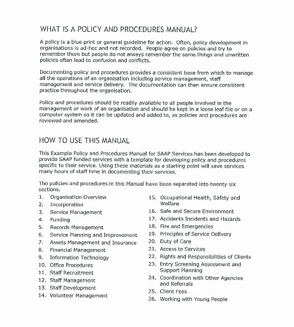 Small Business Operations Manual Template Lovely Small Business Policy and Procedures Manual Template