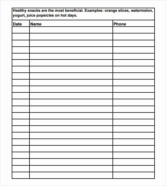Snack Sign Up Sheet Template Best Of Free 16 Sign Up Sheet Samples In Google Docs