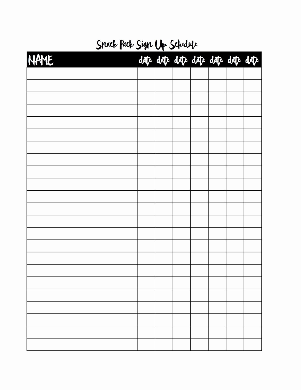 Snack Sign Up Sheet Template Inspirational 27 Of Snack Sign Up Template