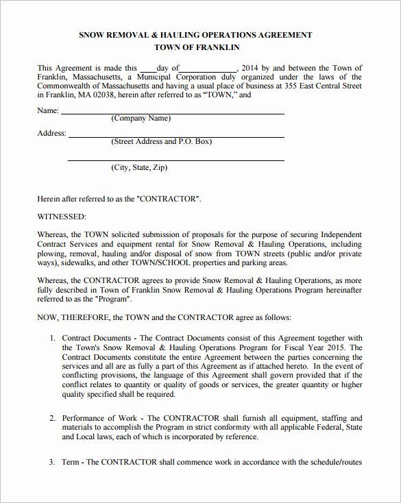 Snow Plow Contract Template Elegant 20 Snow Plowing Contract Templates Google Docs Pdf
