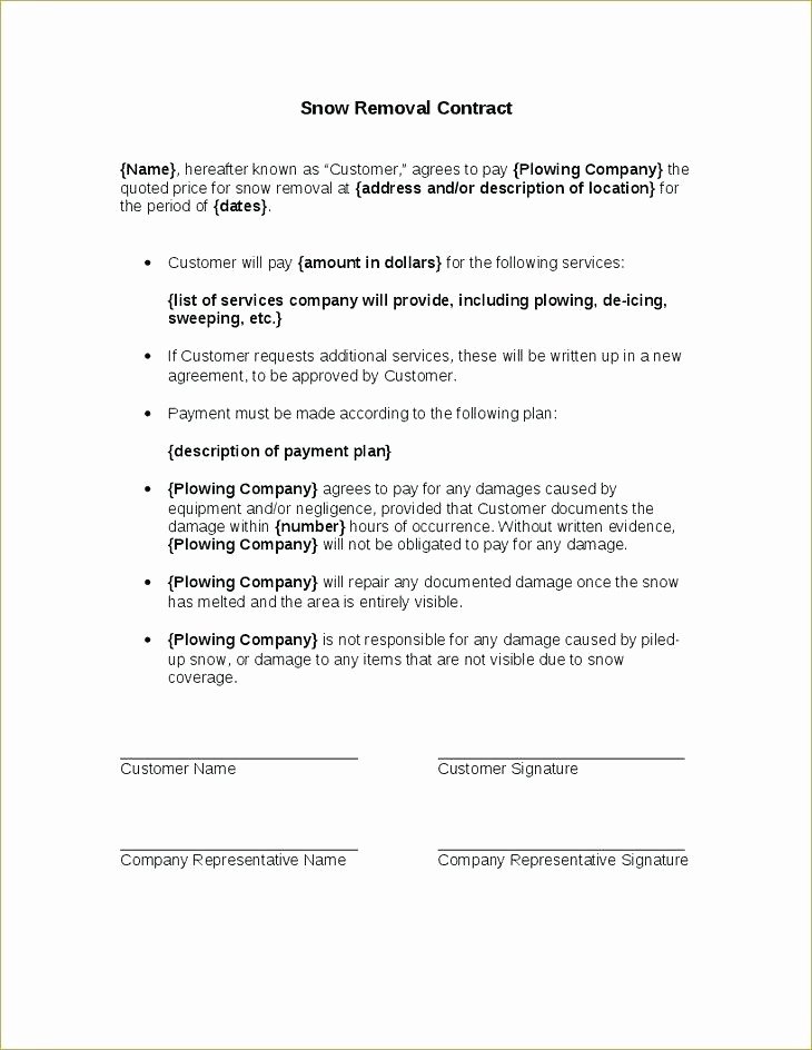 Snow Plow Contract Template Elegant Snow Plow Contract Template 2199