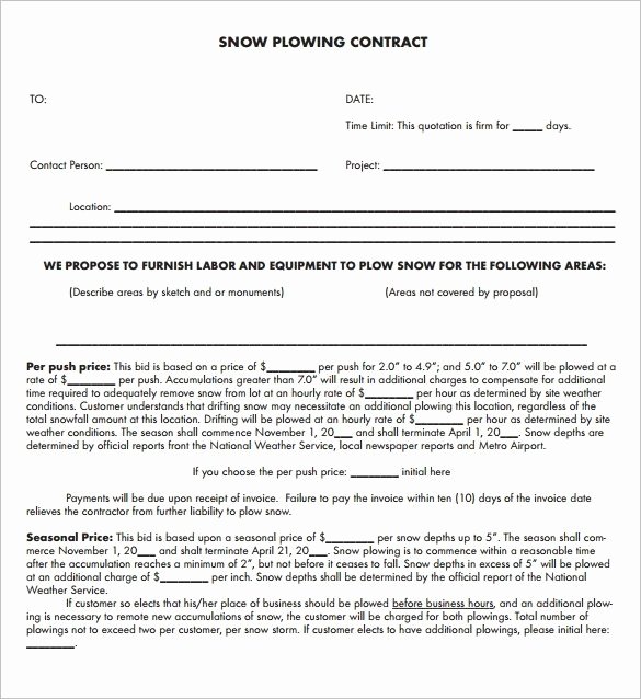 Snow Removal Bid Template Awesome Example Residential Snow Removal Contract Template 1732