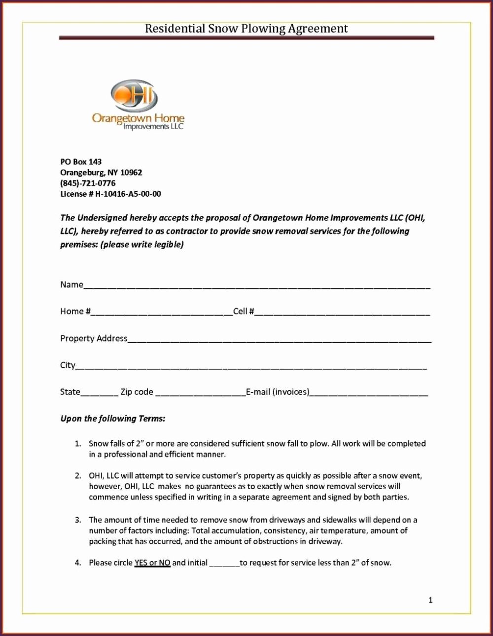 Snow Removal Bid Template Awesome Snow Removal Contract Template Sampletemplatess