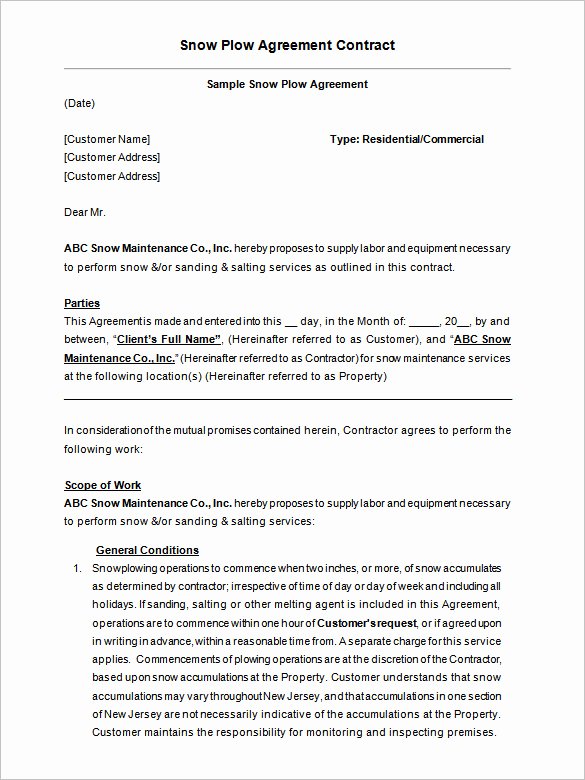 Snow Removal Bid Template Best Of Snow Removal Contracts Templates – Emmamcintyrephotography