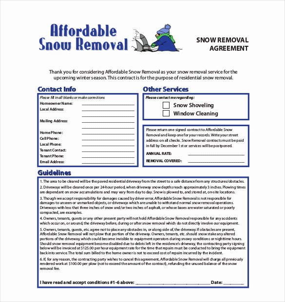 Snow Removal Bid Template Lovely 20 Snow Plowing Contract Templates Google Docs Pdf
