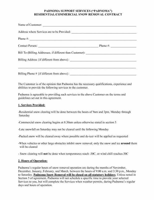 Snow Removal Bid Template Lovely Snow Plowing Contracts