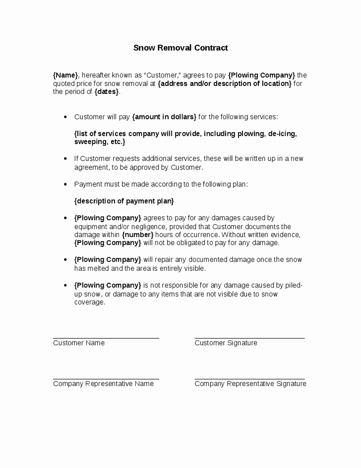 Snow Removal Contract Template Fresh Snow Removal Contracts Templates – Emmamcintyrephotography