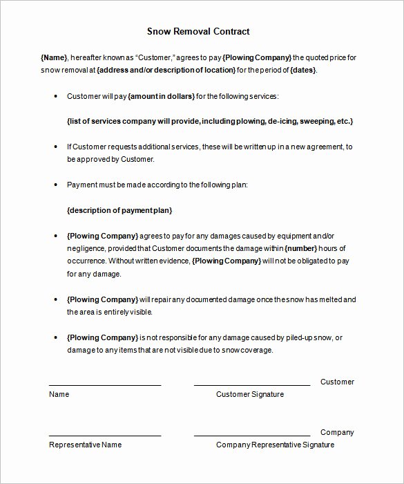 Snow Removal Contract Templates New 20 Snow Plowing Contract Templates Google Docs Pdf