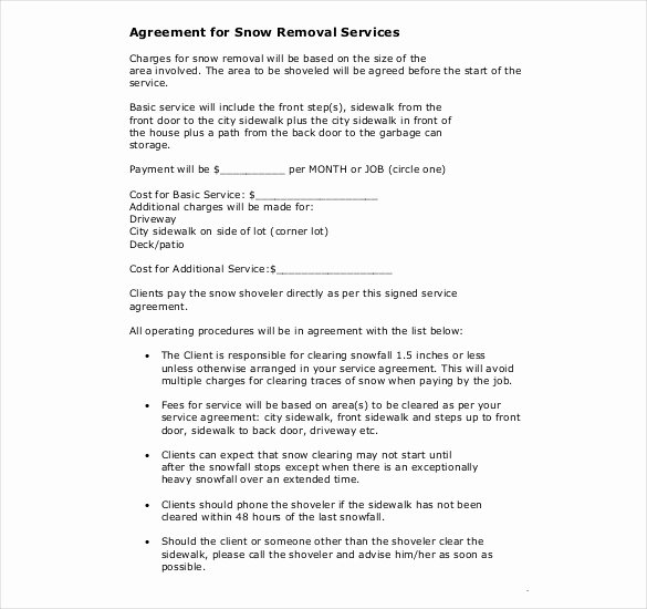 Snow Removal Contracts Templates Elegant 20 Snow Plowing Contract Templates Google Docs Pdf