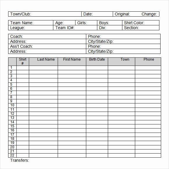 Soccer Team Roster Template Best Of Sample Roster Template 9 Free Documents In Pdf Word Excel