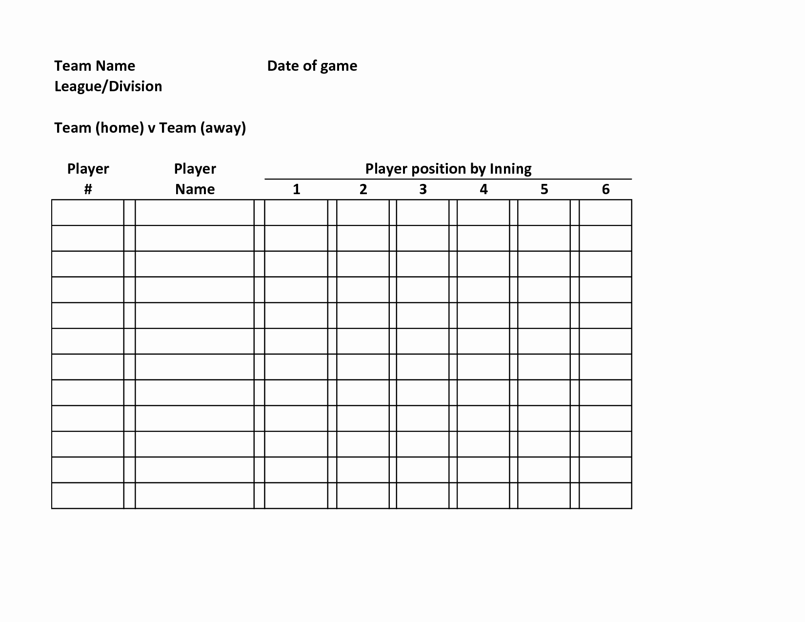Soccer Team Roster Template Luxury Baseball Lineup Defensive