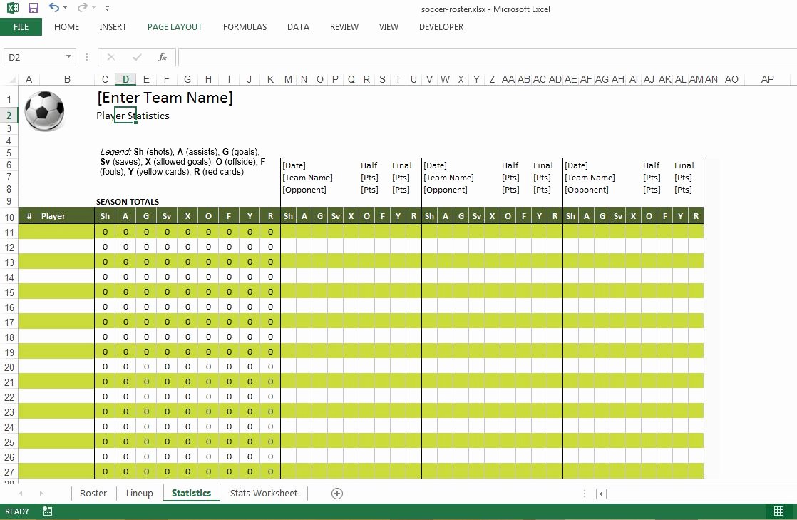 Soccer Team Roster Template Unique soccer Roster Free Excel Template