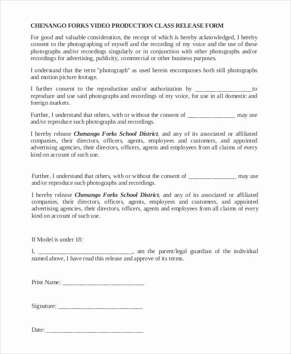 Social Media Release form Template Fresh Generic Release forms