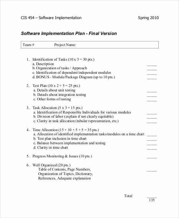 Software Implementation Plan Template Best Of 33 Free Plan Templates