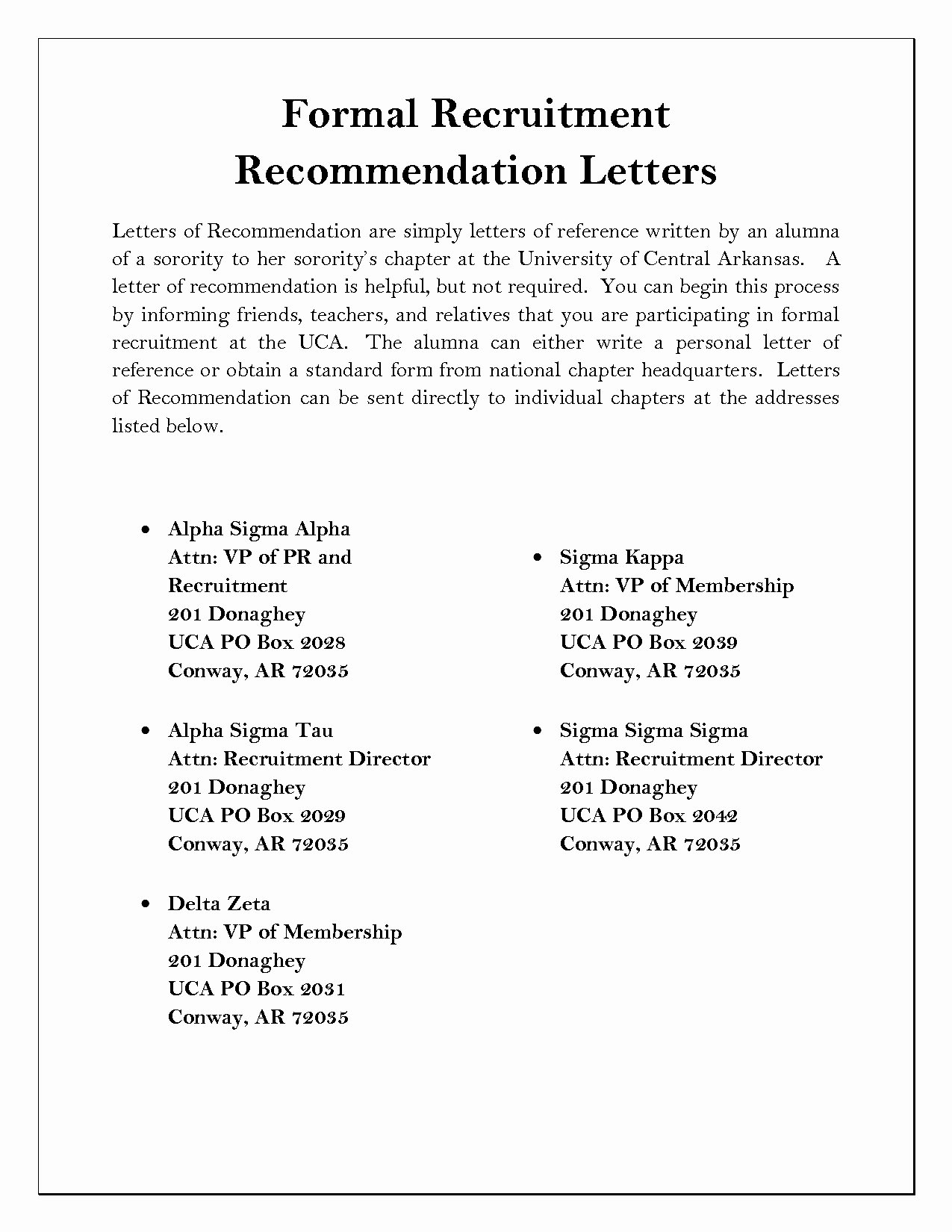 Sorority Recommendation Letter Template Inspirational 9 10 format for Re Endation Letter