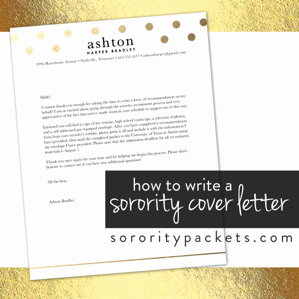 Sorority Recommendation Letter Template Lovely How to Write A Cover Letter for sorority Recruitment