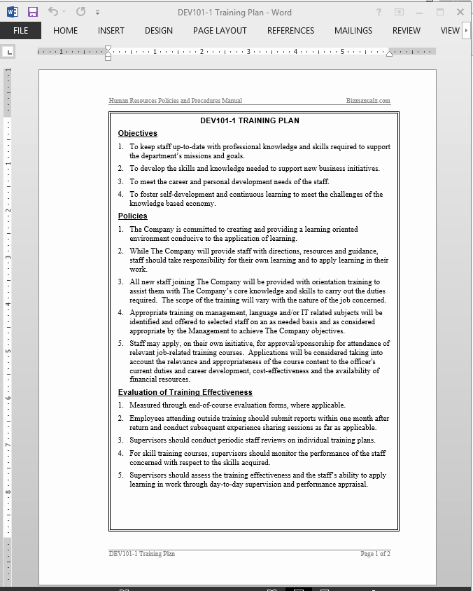 Staff Training Plan Template Awesome Training Plan Template