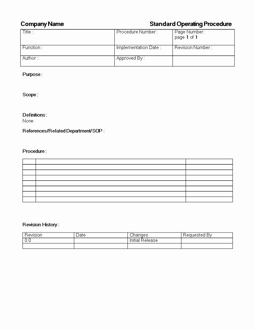 Standard Operating Procedure Template Free Inspirational Standard Operating Procedure Template Download This Free