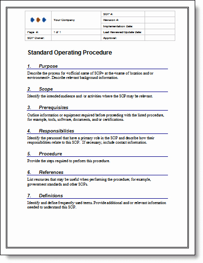 Standard Operating Procedure Template Free New 9 Standard Operating Procedure sop Templates Word