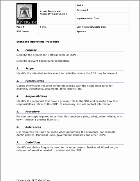 Standard Operating Procedures Templates Word Fresh Download sop Template for Free formtemplate