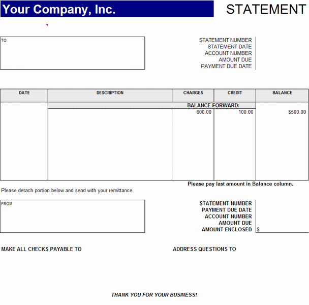 Statement Of Account Template New Statement Account Statements Templates