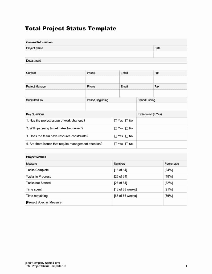 Status Report Template Word Awesome 40 Project Status Report Templates [word Excel Ppt]