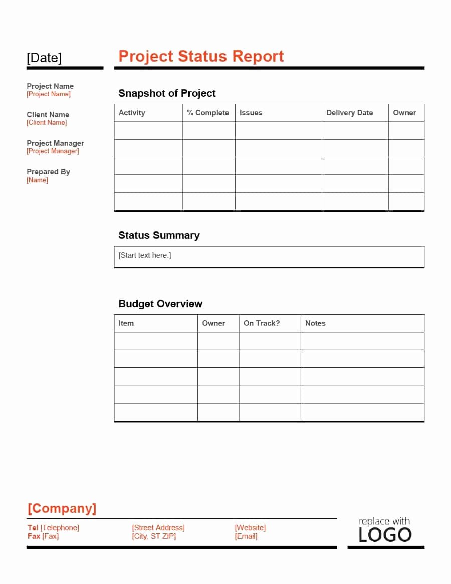 Status Report Template Word Fresh 40 Project Status Report Templates [word Excel Ppt]