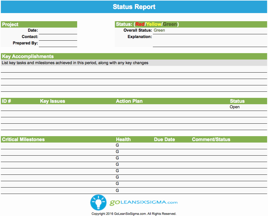 Status Report Template Word Luxury Status Report Goleansixsigma