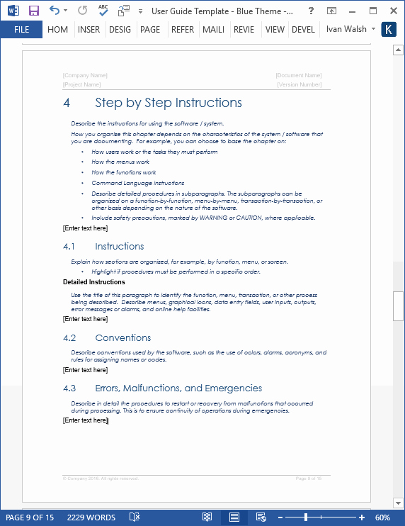 Step by Step Instruction Template Inspirational User Guide Template – Download Ms Word Templates and Free