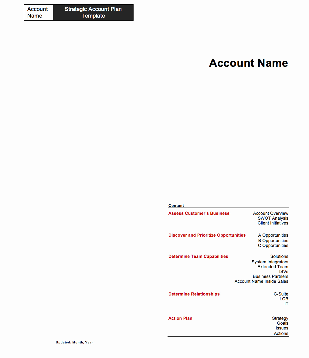 Strategic Account Plan Template Awesome Strategic Account Plan Template for B2b Sales Released by