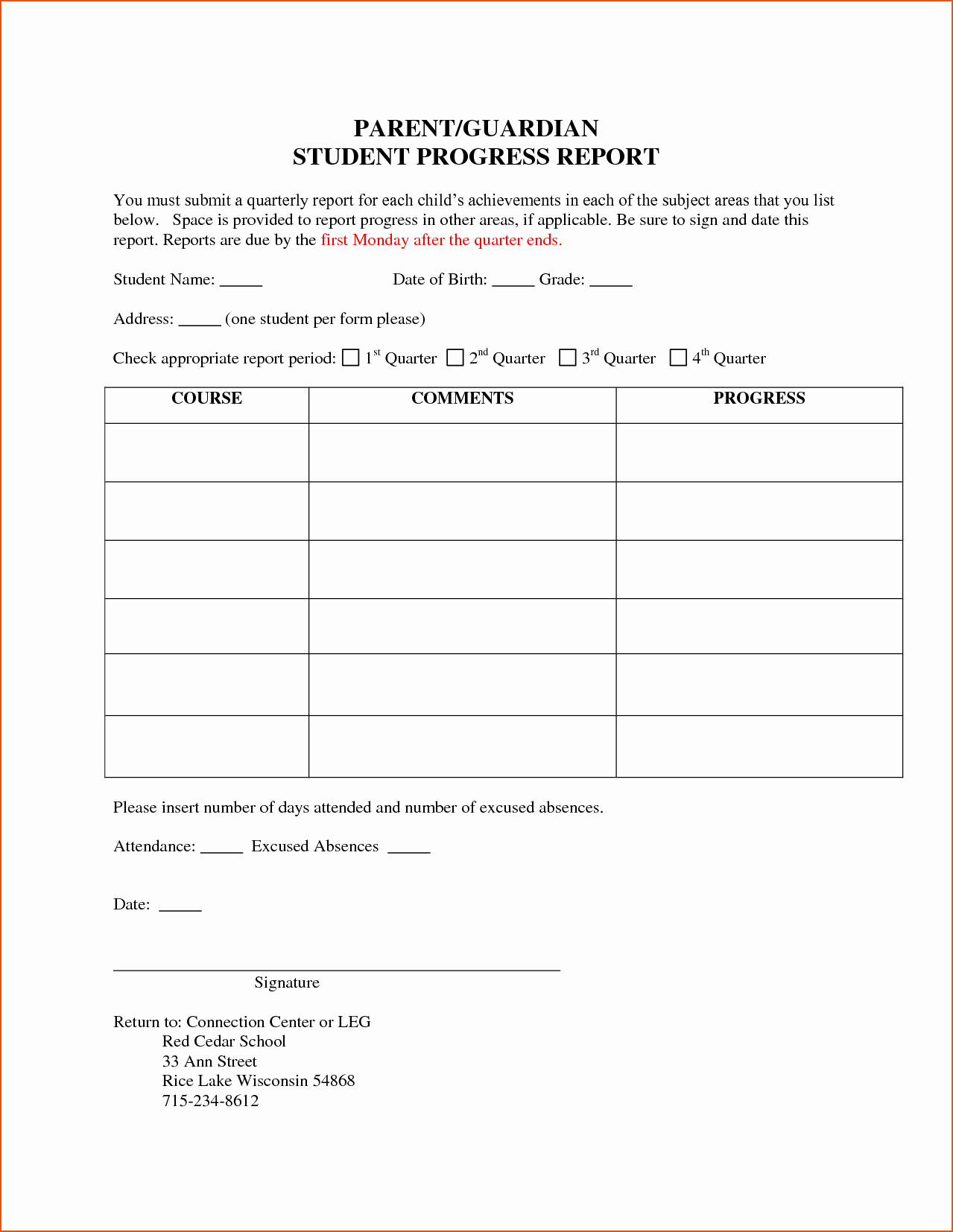 Student Progress Report Template Awesome Student Progress Report Template