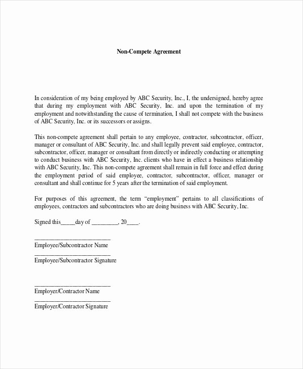 Subcontractor Agreement Template Free Best Of 9 Contractor Non Pete Agreement Templates Free
