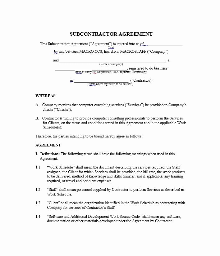 Subcontractor Agreement Template Free Best Of Need A Subcontractor Agreement 39 Free Templates Here