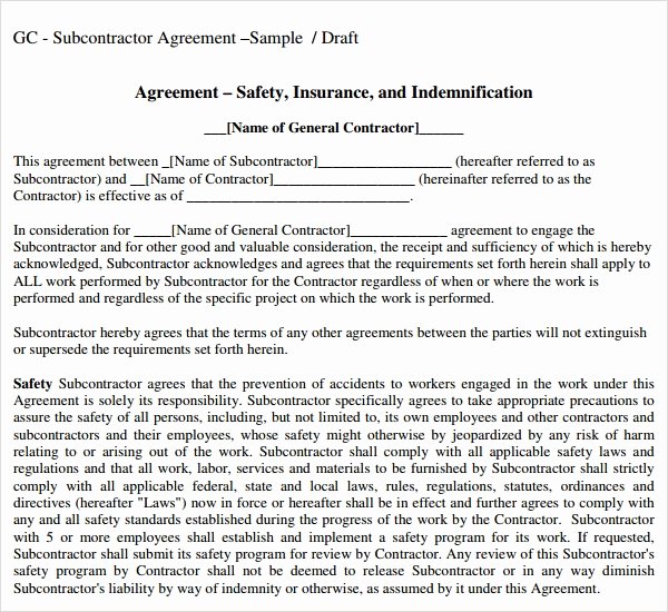 Subcontractor Agreement Template Free Lovely Free 17 Subcontractor Agreement Templates In Pdf