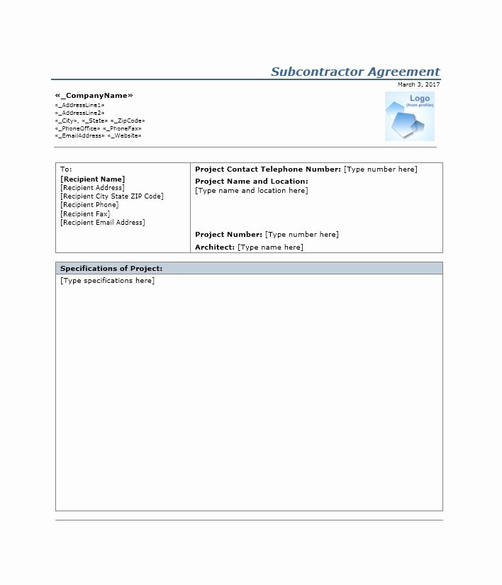 Subcontractor Agreement Template Free New Need A Subcontractor Agreement 39 Free Templates Here