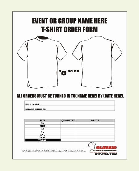 T Shirt order form Template Luxury T Shirt order form Template