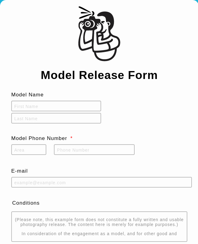 Talent Release form Template New Model Release form Template