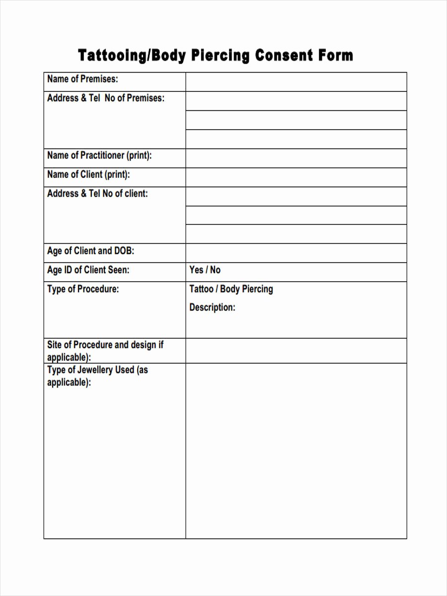 Tattoo Consent form Template Awesome 33 Consent form format