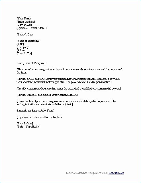 Template for Letter Of Recommendation Awesome Sample Reference Letter Template Ideas